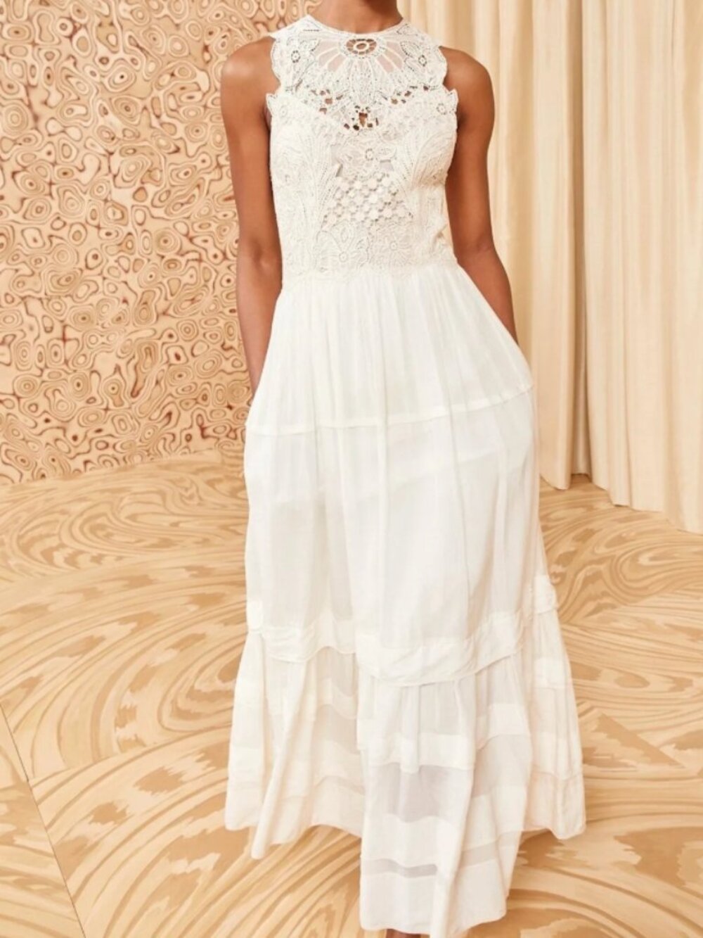 NWOT ULLA JOHNSON Fleur Lace Midi Dress in Pristine XS $990